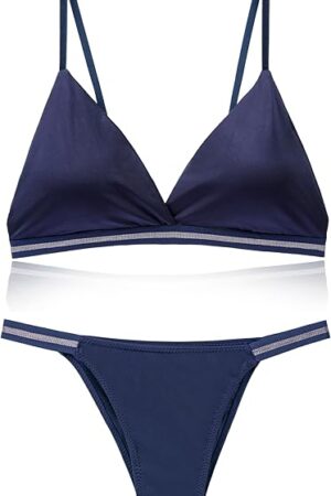 Women Ice Silk Padded Bra Briefs 2 Piece Lingerie Set