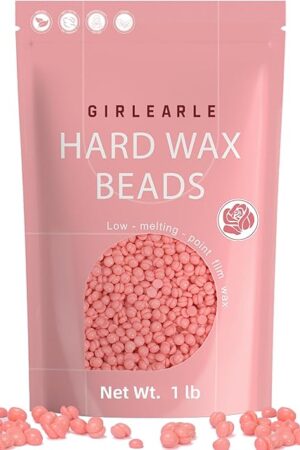 Hard Wax Beads, 1lb Wax Beans for Hair Removal Sensitive Skin with Rose Formula, Perfect for Full Body, Facial, Brazilian Bikini, and Legs at Home Wax Refill for Women Men (pink)