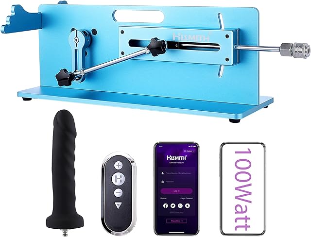 Hismith Premium Sex Machine with KlicLok System, 100 Watt APP Remote Wire 3 in 1 Control Sex Machine, Love Machine Adjustable Thrusting Machine with Dildo for Men and Women Blue 20 Pro