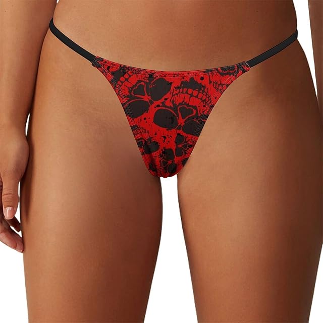 Bloody Skull Women's G-Strings Thongs Sexy Low Rise Underwear No Show T-Back Panties