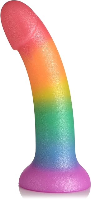 CURVE TOYS Simply Sweet Phallic Rainbow Silicone Dildo for Men Women & Couples Colorful Phallic Strong Suction Base Dildo 1 Piece, Rainbow