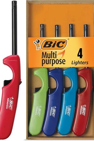 BIC Multi-Purpose Classic Edition Lighters, Great for Candles and Fireplaces, Assorted Colors, 4-Pack (Colors May Vary)