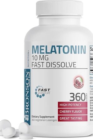 Bronson Melatonin 10mg Fast Dissolve Cherry Flavored Tablets Vegetarian Chewable Lozenges, 360 Count