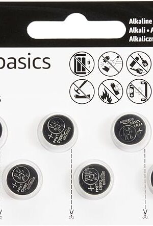Amazon Basics 6-Pack LR44 Alkaline Button Coin Cell Battery, 15 Volt, Long Lasting Power, Mercury-Free