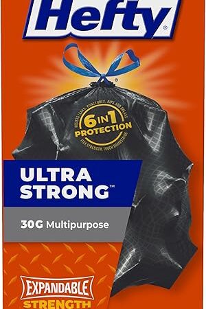 Hefty Ultra Strong Multipurpose Large Trash Bags, Black, Unscented, 30 Gallon, 25 Count