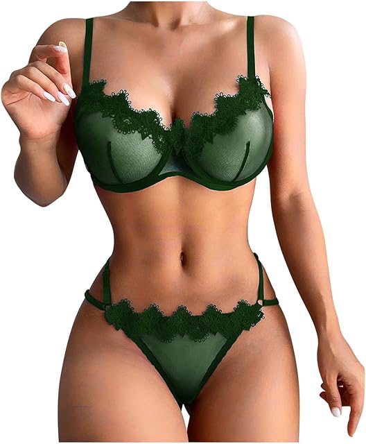 Women Sexy Bra and Panty Set Lace Lingerie Sets Strappy Babydoll 2 Piece Sleepwear Sexy Exotic Nightwear See Through