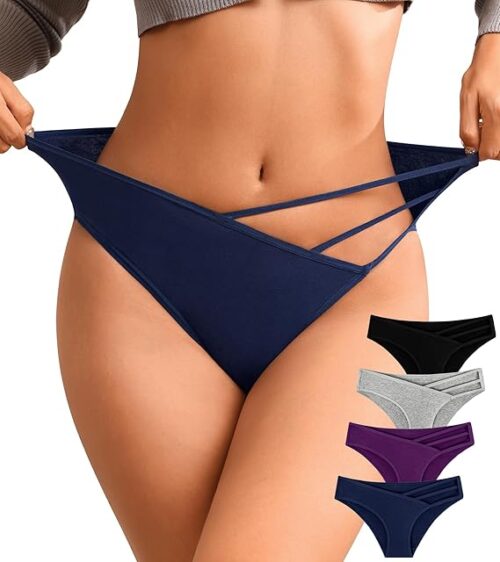 Womens Underwear Cotton Bikini Panties Hig Cut Hipster Breathable Stretch Briefs