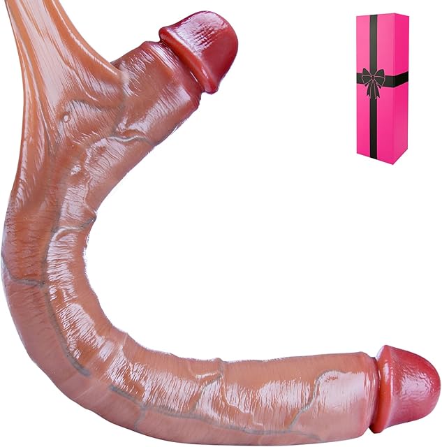 177 * 18 inch Dual Headed Huge Movable Dildo for Men Women, Long Realistic Silicone Skin Penis Extra Large XL Dual Glans Flexible Dildo, Thick Anal G-Spot Dildos Sex Toy for Couples Lesbian Gay Game