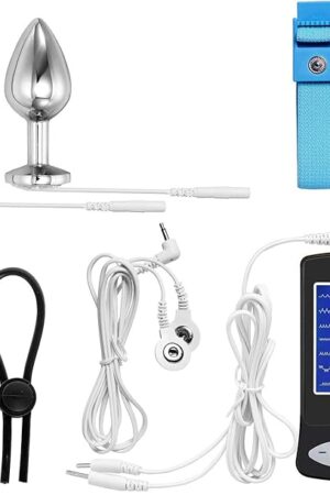 Electric Anal Plug and Penis Ring, Greenpinecone Luxury Electric Anal Plug Set 32 mm and 25 mm,Electric Shock Butt Plug for Nerve Stimulation, with 2 Pcs Adjustable Electro Sex Cock Rings and Wires