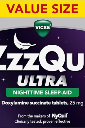 ZzzQuil ULTRA, Sleep Aid, Doxylamine Succinate 25mg, Sleep Aids for Adults, Nighttime Sleep Aid, 48 Tablets