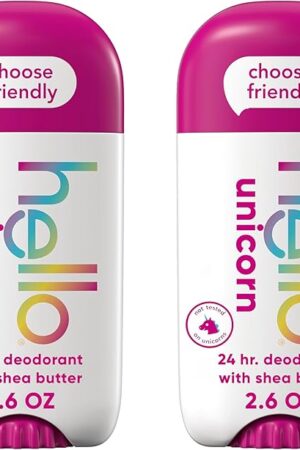 hello Unicorn Aluminum Free Deodorant for Women, Girls, Safe for Kids, Dermatologically tested, Natural Fragrance, 2 Pack
