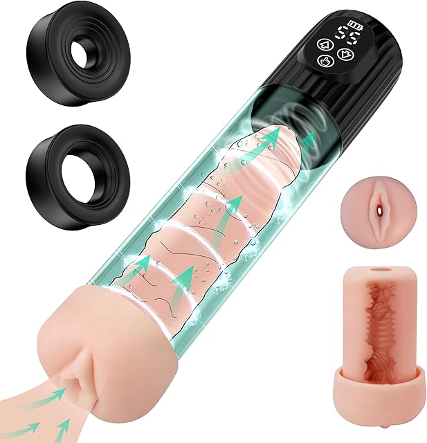Electric Water Penis Pump, Adult Sex Toy & 8 Training Suction,IPX 6 Full Waterproof &3 Traning Sleeves