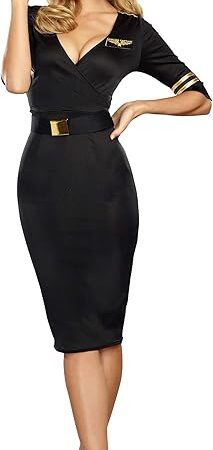 Adult Sexy Pilot Captain Costume, Womens Flight Captain Halloween Costume