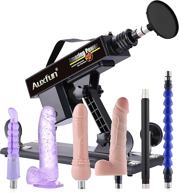 AUXFUN Sex Machine Thrusting Dildo Fuck Machine Juguetes Sexuales with Suction Cup Adapter,Thrusting Machine Dildo Machine Sex Toy for Women,Couple Sex Toys for Men with 7 Attachments 3XLR Connector