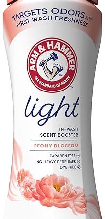 ARM & HAMMER Light In-Wash Scent Booster, No Heavy Perfumes, No Dyes, No Parabens, Peony Blossom Scent, 24 Oz