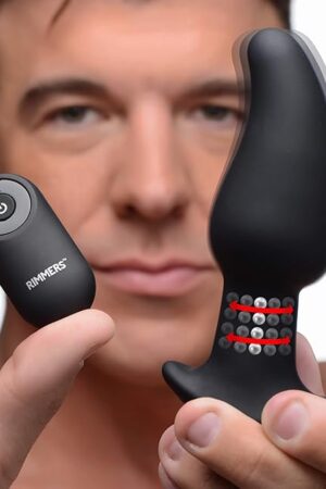 Gyro-M 10X Curved Rimming Plug with Remote Control - Anal Sex Toy for Men, Women, & Couples Rotating Beads Stimulate at The Stem with Gyrating Head