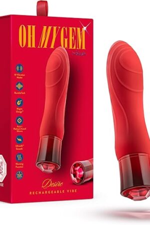 Blush Novelties Oh My Gem - Desire - 55Puria Silicone G Spot Vibrator - 5 Speeds & 5 Unique Vibrating Modes with Warming Function - USB Rechargeable with Cable Included - IPX7 Waterproof - Ruby