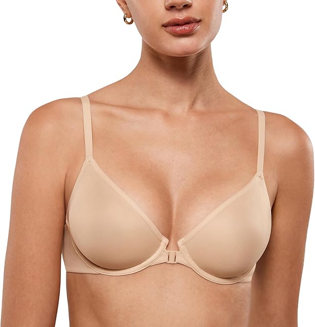 Women's Mesh Front Closure Bras Unlined Sheer Demi Plunge Supportive Comfortable No Padding Underwire Bra