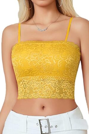 Bralettes for Women Lace Spaghetti Strap Tank Top Tube Slim Basic Camisole