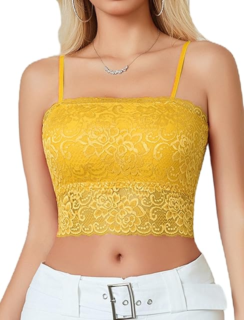 Bralettes for Women Lace Spaghetti Strap Tank Top Tube Slim Basic Camisole