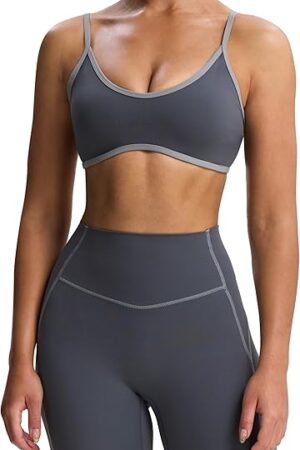 Women's Color Block Workout Sports Bras Fitness Lexi Lined Strappy Bra Athletic Yoga Crop Tank