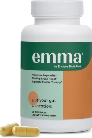 Emma Gut Health Doctors Endorsed Supplement - 60 Capsules - Relief from Gas and Bloating, Repairs Leaky Gut with Magnesium, Berberine, Vitamin D, Quercetin & More - Gut Health & Colon Cleanse Formula