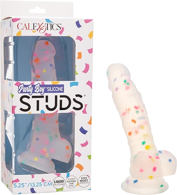 CalExotics Party Boy Silicone Studs 5.25 Inch Dildo with Sturdy Suction Cup Base Fits Most Harness SE-0254-05-3