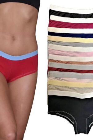 Womens Boyshort -Boyleg Panties | 10 Pack | Ultra-Soft Cotton Stretch Hipster Style Underwear