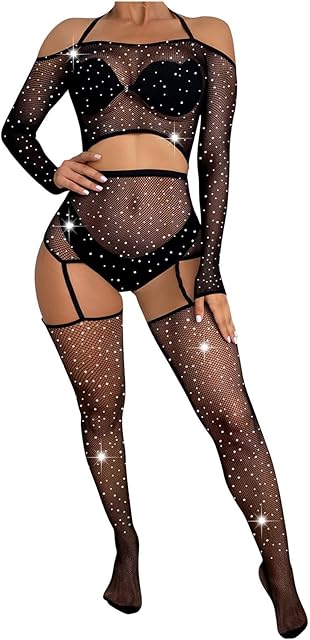 Women's Lace Stockings Lingerie Naughty Slutty Fishnet Bodysuits Lingerie Nightwear for Couple Date Wearing A6