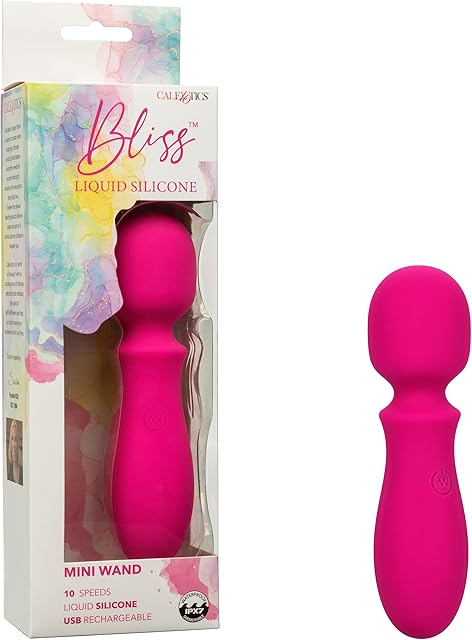 CalExotics Bliss Liquid Silicone Mini Wand Massager, Vibrating Bullet Vibrator for Women - SE-0569-60-3