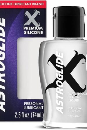 Astroglide Silicone Lube (2.5oz), X Premium Personal Lubricant, Extra Long-Lasting Silky Sex Lube, Waterproof for Water Play, Travel-Friendly Size