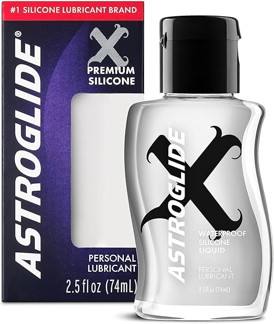 Astroglide Silicone Lube (2.5oz), X Premium Personal Lubricant, Extra Long-Lasting Silky Sex Lube, Waterproof for Water Play, Travel-Friendly Size