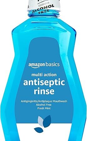 Amazon Basics Multi Action Antiseptic Rinse, Alcohol Free, Fresh Mint, 1 Liter, 338 Fluid Ounces, 1-Pack (Previously Solimo)