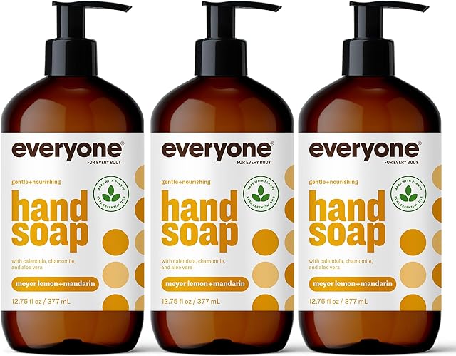 Everyone Liquid Hand Soap, 1275 Ounce (Pack of 3), Meyer Lemon and Mandarin, Plant-Based Cleanser with Pure Essential Oils