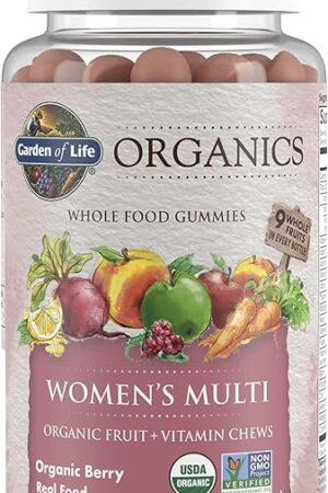 Garden of Life Organics Women's Gummy Vitamins - Berry - Certified Organic, Non-GMO, Vegan, Kosher Complete Multi - Methyl B12, C & D3 - Gluten, Soy & Dairy Free, 120 Real Fruit Gummies