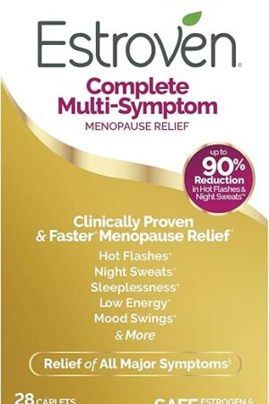 Estroven Complete Multi-Symptom Menopause Supplement for Women, 28 Ct., Clinically Proven Ingredient Provide Menopause Relief & Night Sweats & Hot Flash Relief, Drug-Free & Non-GMO