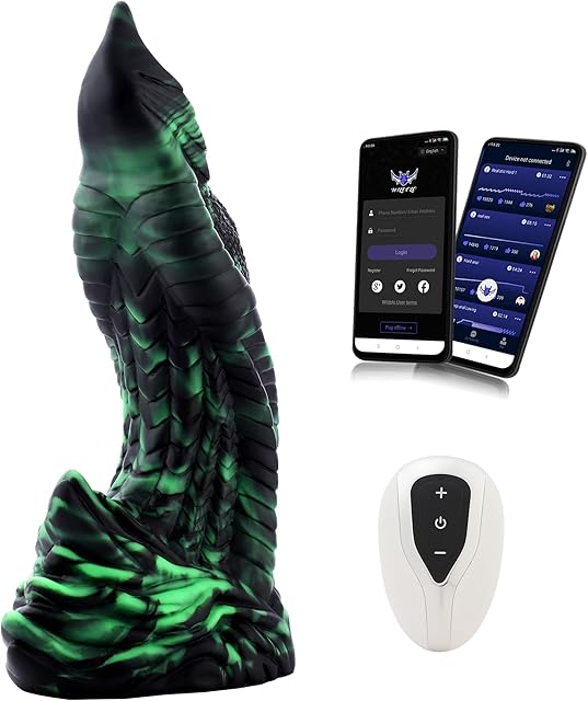 APP Controlled Silicone Vibrator, Premium Fantasy Vibration Dildos, Glow in The Dark Sex Toy for Men Women