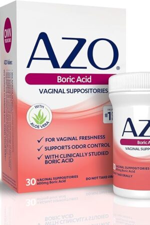 AZO? Boric Acid Vaginal Suppositories, Helps Support Odor Control and Intimate Health with Clinically Studied Boric Acid, Non-GMO, 30 Count