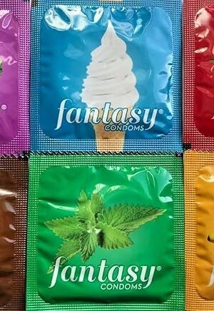 Fantasy Flavored Condoms Pack 48 Condoms : Variety of Flavors Such As Vanilla, Strawberry, Mint, Grape, Chocolate, and Banana [The Random Fun That You Will Not Know Until You Have Used]