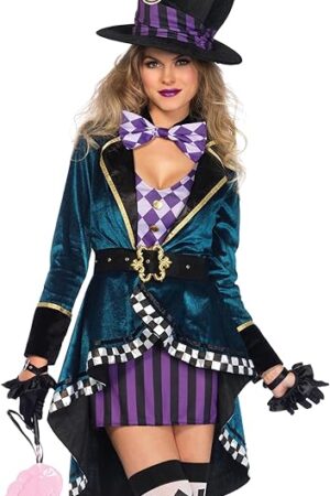 Women's 5 PC Delightful Mad Hatter Costume Women