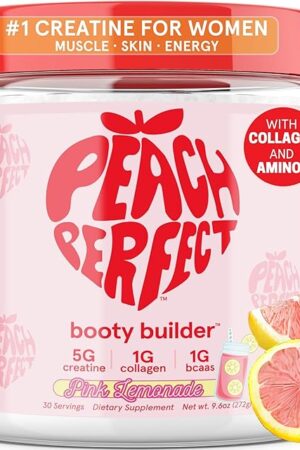 Creatine for Women Booty Gain, Muscle Builder, Energy Boost, Pink Lemonade, Cognition Aid | Collagen, BCAA, Lean Muscle, Vegan Monohydrate Micronized Powder, Alt Creapure,30 Ser