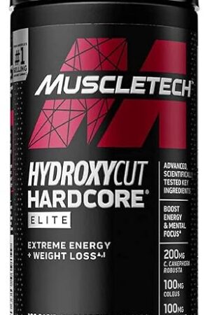 Hydroxycut Hardcore Elite - 100 Rapid-Release Thermo Caps - Energy & Focus - for Men & Women - 50 Servings
