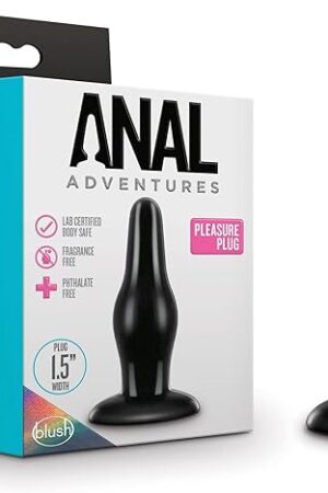 Blush Novelties Anal Adventures Pleasure Butt Plug - 4.25 Inch Length and 1.5 Inch Width - Tapered Tip for Easy Insertion - Base Anchors Plug Safely Outside The Body - Soft & Comfortable Sex Toy