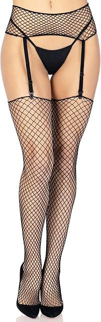 womens 2 Pc Fishnet Stockings and Garter Belt Set