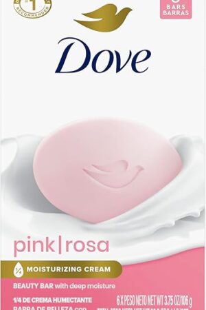 Dove Beauty Bar Soap Pink Rosa 6 Count for Soft, Smooth Skin, Cleans & Moisturizes 375 oz