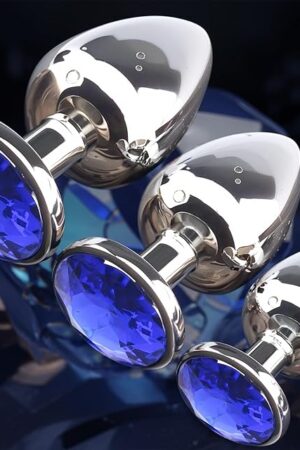 Deluxe Metal Anal Plug Set, Sex Toy,Graceful Waterdrop Contour with Lustrous Blue Gemstone Accent - Durable, Body-Safe & Aesthetically Pleasing for Elevated Intimate Experience
