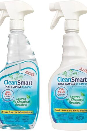 CleanSmart Daily Surface Cleaner and Pet-Safe Disinfectant, Kills 999% of Viruses, Bacteria, 23 ounce Bottle (Pack of 2)