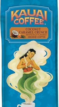 Kauai Coffee Ground Coffee ? Smooth, Rich, Medium Roast ? Nutty Caramel and Tropical Coconut ? Arabica Coffee, 10% Hawaiian with No Bitterness ? Coconut Caramel Crunch, 1 Pack of 10oz