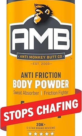 Anti Monkey Butt Body Powder for Women & Men - Anti-Chafing & Anti-Itch Foot Powder with Calamine - Absorbs Sweat & Fights Friction for Thighs, Arms, Chest - Talc-Free Hypoallergenic Formula - 8 oz
