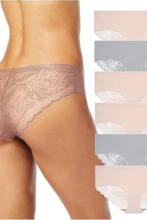 Womens Hipster Underwear, Soft Seamless Lace, Breathable Ladies Panties, 3/6 Pack, Ropa Interior de Mujer